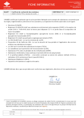 REACH / ROHS / CONFLICT MINERALS / PFAS / LATEX FREE