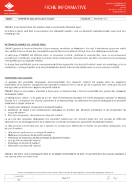 Propreté des articles à façon